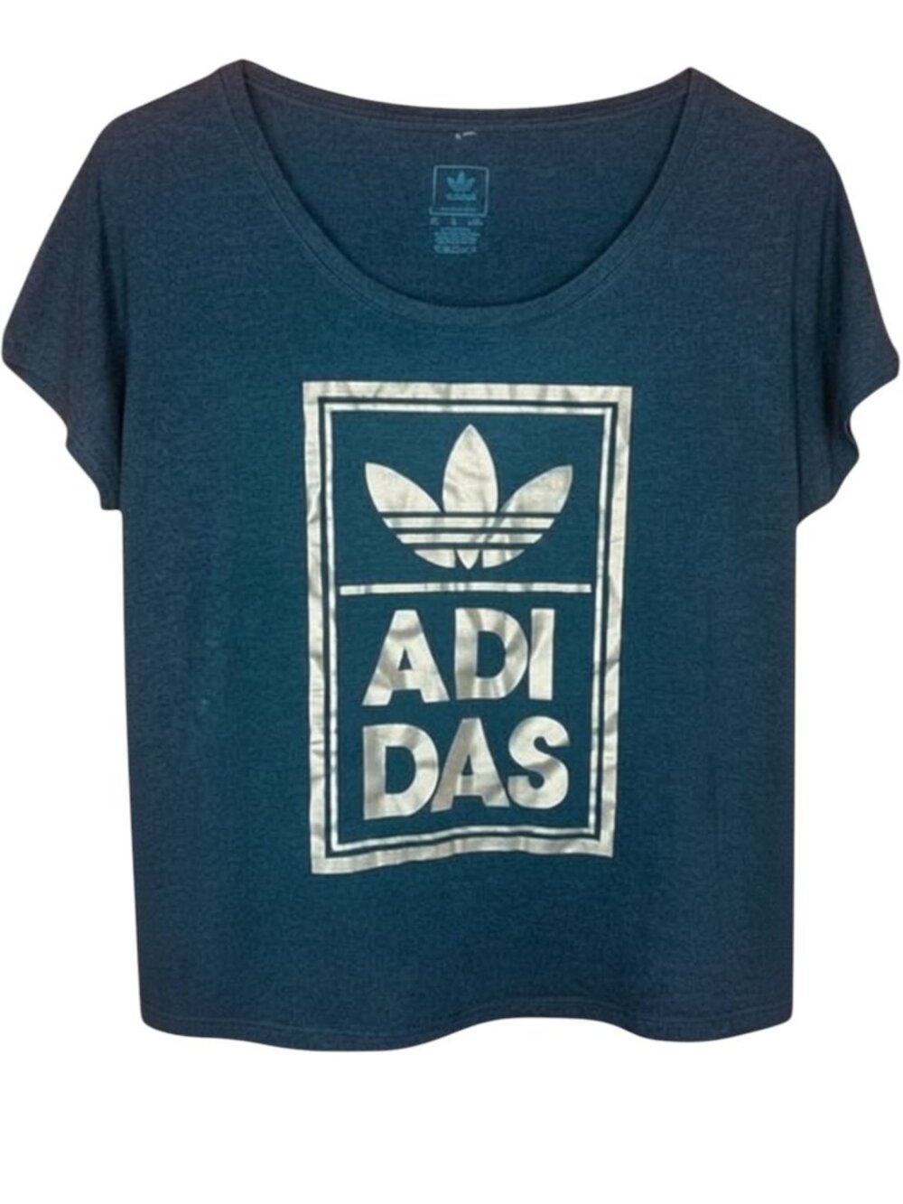 ADIDAS Originals Black Gold Foil Logo Graphic Tee, Women’s Size XS